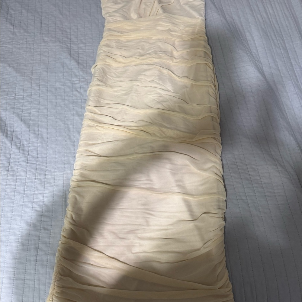 Elegant Cream Ruched Dress